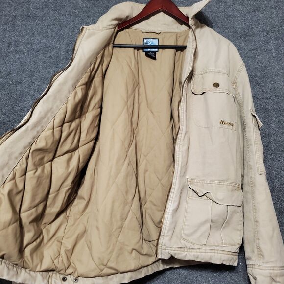 Vintage Kirra Jacket Mens XL Tan Canvas Chore Coat 90s Skate Surf Trucker Grunge - Picture 6 of 11
